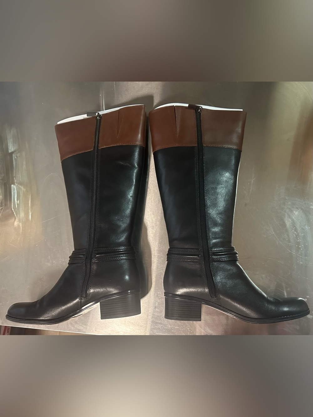 Bandolino Black and Brown Mid-Calf Heeled Boots